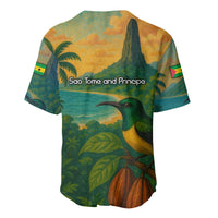 Sao Tome and Principe Tropical Island Baseball Jersey with Bird and Cocoa Forest Print