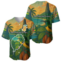 Sao Tome and Principe Tropical Island Baseball Jersey with Bird and Cocoa Forest Print