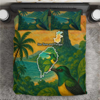 Sao Tome and Principe Tropical Island Bedding Set with Bird and Cocoa Forest Print