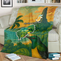 Sao Tome and Principe Tropical Island Blanket with Bird and Cocoa Forest Print
