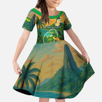 Sao Tome and Principe Tropical Island Family Matching Off The Shoulder Long Sleeve Dress and Hawaiian Shirt with Bird and Cocoa Forest Print