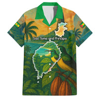 Sao Tome and Principe Tropical Island Family Matching Off The Shoulder Long Sleeve Dress and Hawaiian Shirt with Bird and Cocoa Forest Print