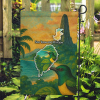Sao Tome and Principe Tropical Island Garden Flag with Bird and Cocoa Forest Print