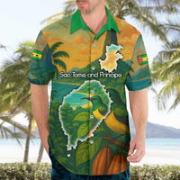 Sao Tome and Principe Tropical Island Hawaiian Shirt with Bird and Cocoa Forest Print