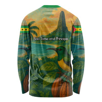 Sao Tome and Principe Tropical Island Long Sleeve Shirt with Bird and Cocoa Forest Print