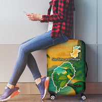 Sao Tome and Principe Tropical Island Luggage Cover with Bird and Cocoa Forest Print