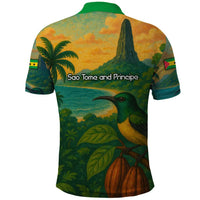 Sao Tome and Principe Tropical Island Polo Shirt with Bird and Cocoa Forest Print