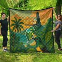 Sao Tome and Principe Tropical Island Quilt with Bird and Cocoa Forest Print