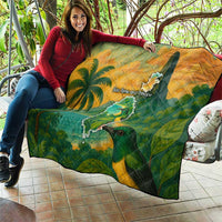 Sao Tome and Principe Tropical Island Quilt with Bird and Cocoa Forest Print