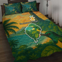 Sao Tome and Principe Tropical Island Quilt Bed Set with Bird and Cocoa Forest Print