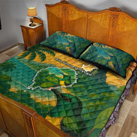 Sao Tome and Principe Tropical Island Quilt Bed Set with Bird and Cocoa Forest Print