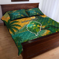 Sao Tome and Principe Tropical Island Quilt Bed Set with Bird and Cocoa Forest Print