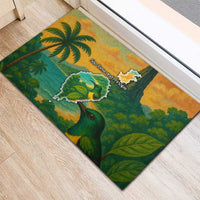 Sao Tome and Principe Tropical Island Rubber Doormat with Bird and Cocoa Forest Print