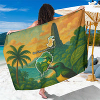 Sao Tome and Principe Tropical Island Sarong with Bird and Cocoa Forest Print