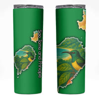 Sao Tome and Principe Tropical Island Skinny Tumbler with Bird and Cocoa Forest Print