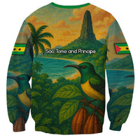 Sao Tome and Principe Tropical Island Sweatshirt with Bird and Cocoa Forest Print