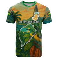 Sao Tome and Principe Tropical Island T Shirt with Bird and Cocoa Forest Print