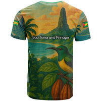 Sao Tome and Principe Tropical Island T Shirt with Bird and Cocoa Forest Print