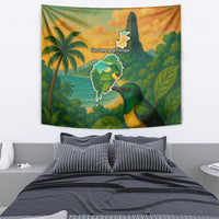 Sao Tome and Principe Tropical Island Tapestry with Bird and Cocoa Forest Print