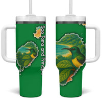 Sao Tome and Principe Tropical Island Tumbler With Handle with Bird and Cocoa Forest Print