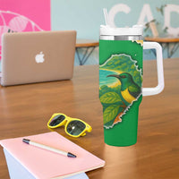 Sao Tome and Principe Tropical Island Tumbler With Handle with Bird and Cocoa Forest Print