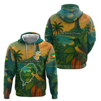 Sao Tome and Principe Tropical Island Zip Hoodie with Bird and Cocoa Forest Print