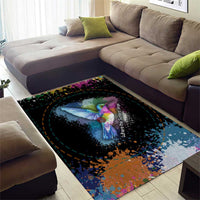 Where the Sunbird Sings Area Rug with Sao Tome and Principe Flag and Color Splash Art