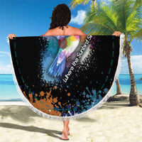 Where the Sunbird Sings Beach Blanket with Sao Tome and Principe Flag and Color Splash Art