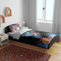 Where the Sunbird Sings Bedding Set with Sao Tome and Principe Flag and Color Splash Art