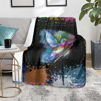 Where the Sunbird Sings Blanket with Sao Tome and Principe Flag and Color Splash Art