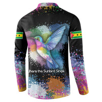 Where the Sunbird Sings Button Sweatshirt with Sao Tome and Principe Flag and Color Splash Art