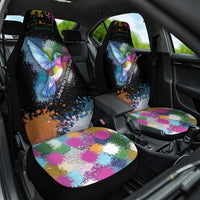 Where the Sunbird Sings Car Seat Cover with Sao Tome and Principe Flag and Color Splash Art
