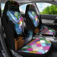 Where the Sunbird Sings Car Seat Cover with Sao Tome and Principe Flag and Color Splash Art