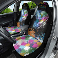 Where the Sunbird Sings Car Seat Cover with Sao Tome and Principe Flag and Color Splash Art