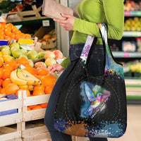 Where the Sunbird Sings Grocery Bag with Sao Tome and Principe Flag and Color Splash Art