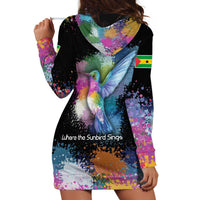 Where the Sunbird Sings Hoodie Dress with Sao Tome and Principe Flag and Color Splash Art