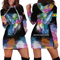 Where the Sunbird Sings Hoodie Dress with Sao Tome and Principe Flag and Color Splash Art