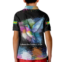 Where the Sunbird Sings Kid Polo Shirt with Sao Tome and Principe Flag and Color Splash Art