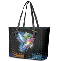 Where the Sunbird Sings Leather Tote Bag with Sao Tome and Principe Flag and Color Splash Art