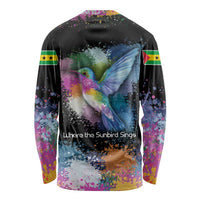 Where the Sunbird Sings Long Sleeve Shirt with Sao Tome and Principe Flag and Color Splash Art
