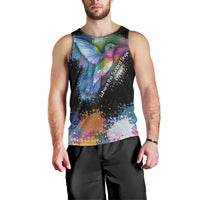 Where the Sunbird Sings Men Tank Top with Sao Tome and Principe Flag and Color Splash Art
