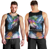 Where the Sunbird Sings Men Tank Top with Sao Tome and Principe Flag and Color Splash Art