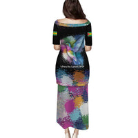 Where the Sunbird Sings Puletasi with Sao Tome and Principe Flag and Color Splash Art