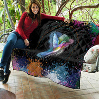 Where the Sunbird Sings Quilt with Sao Tome and Principe Flag and Color Splash Art