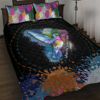 Where the Sunbird Sings Quilt Bed Set with Sao Tome and Principe Flag and Color Splash Art