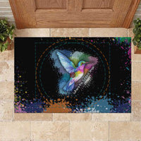 Where the Sunbird Sings Rubber Doormat with Sao Tome and Principe Flag and Color Splash Art