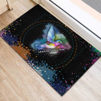 Where the Sunbird Sings Rubber Doormat with Sao Tome and Principe Flag and Color Splash Art