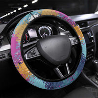 Where the Sunbird Sings Steering Wheel Cover with Sao Tome and Principe Flag and Color Splash Art