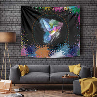 Where the Sunbird Sings Tapestry with Sao Tome and Principe Flag and Color Splash Art