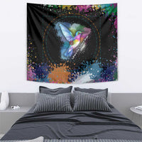 Where the Sunbird Sings Tapestry with Sao Tome and Principe Flag and Color Splash Art